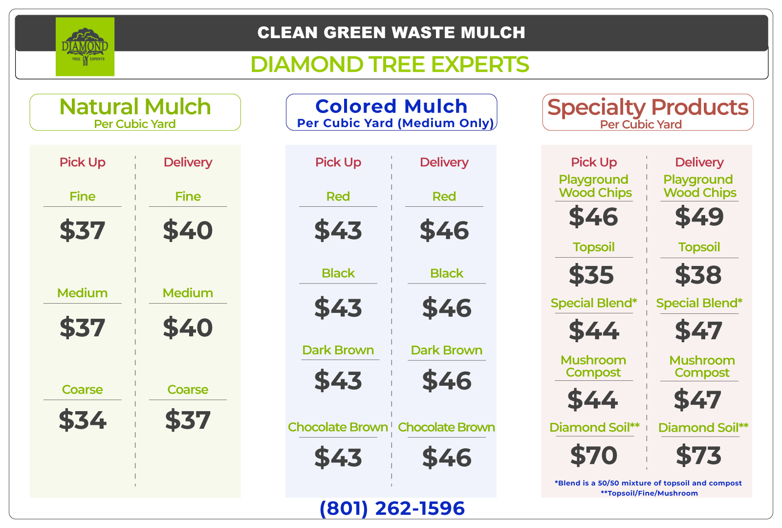 diamond tree experts mulch prices